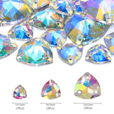 Mixed Sizes Crystal AB Trilliant Shape High Quality Glass Sew-on Rhinestones